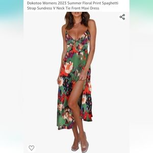 Floral Print Spaghetti Midi sexy Dress with peekaboo in mid stomach with slits s
